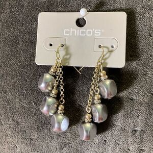 0054-Chico's Gold and Silver Dangle Earrings